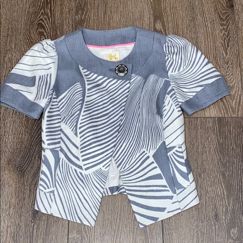 Anthropologie gray&cream jacket w/button&pockets
